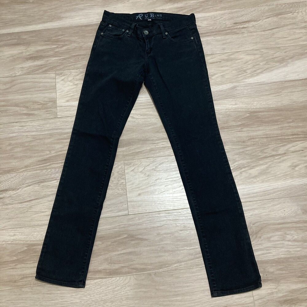 R U Blue Women's Size 27 Low-Rise Skinny Slim Fit Black Jeans Pants Denim Y2k